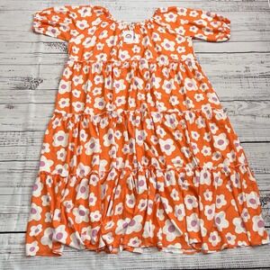 TABY Retro 70s Style Orange Flower Power Floral Maxi Dress Plus Size  2X/3X NWT